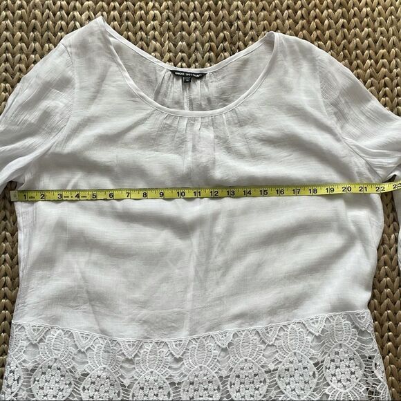 Unique Spectrum 3/4 Sleeve Blouse Sheer With Lace Bottom Hem Size X-Large - Picture 8 of 13